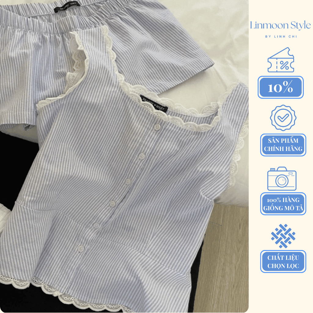 [SẴN]SET bộ đồ mặc ở nhà nữ tính tiểu thư chất liệu cotton thấm hút mùa hè cực thoải mái(có ảnh thật)
