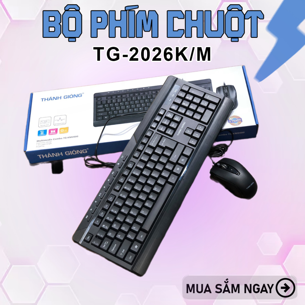 Combo Bàn Phím Chuột máy tính TG-2026K TG-2026M Văn Phòng chống nước bền 10 triệu lần nhấn FULL SIZE