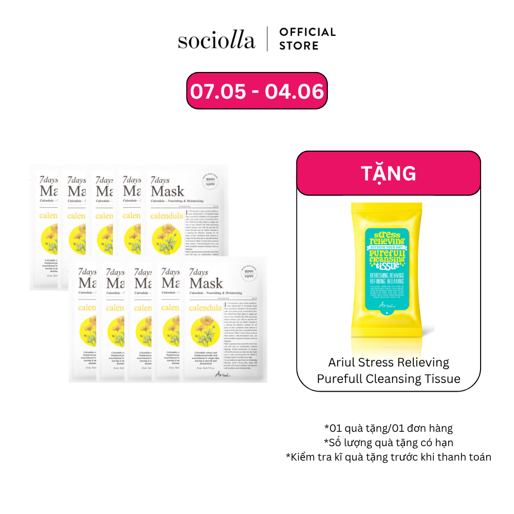 Combo Mặt Nạ Hoa Cúc Ariul 7 Days Mask Calendula P 23ml