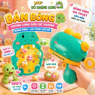 [TẶNG 6 BÓNG] Đồ Chơi Súng Ném Bóng Dính Khủng Long Tính Điểm Súng Bắn Phi Tiêu Cho Bé - BỐ KHỦNG LONG