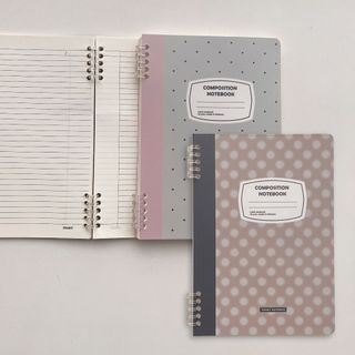 Vở còng bìa nhựa 160 trang size 18x26cm ruột kẻ ngang kẻ ô caro grid sổ còng binder chấm bi Crabit