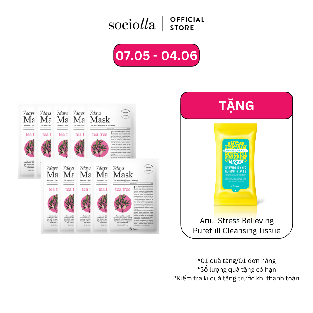Combo Mặt Nạ Tràm Trà Ariul 7 Days Mask Tea Tree M 23ml