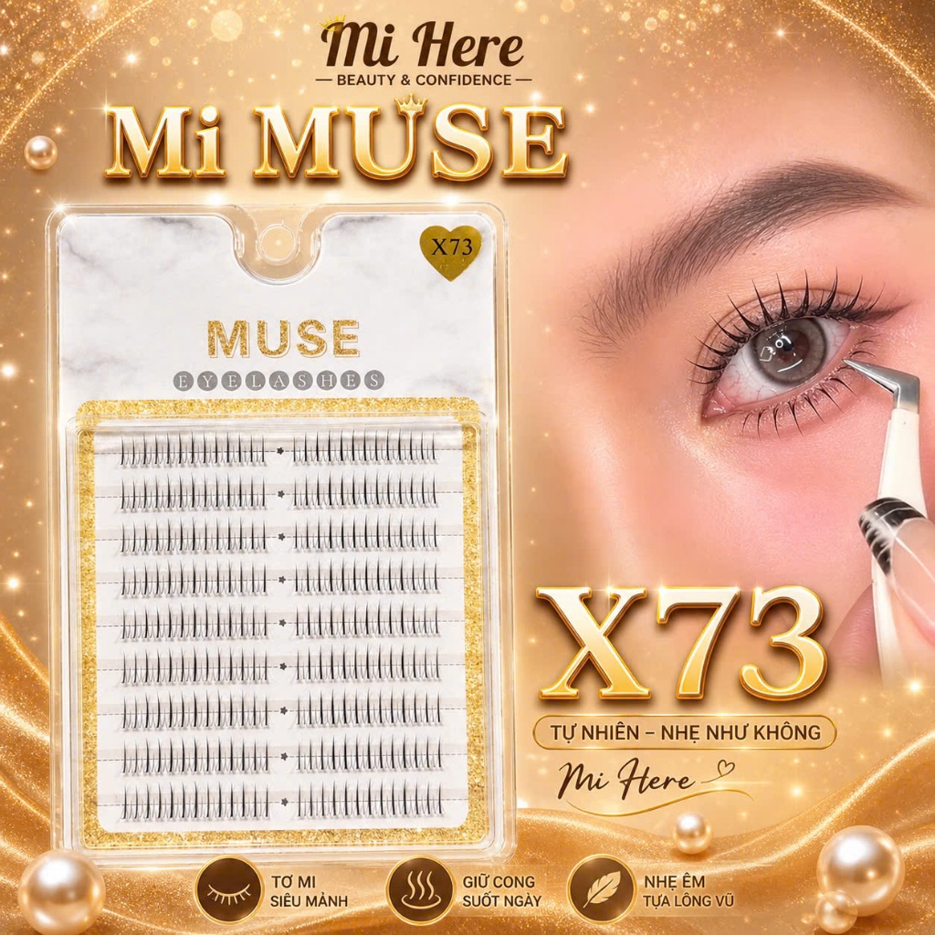Mi Muse X73 Lông Mi Giả Tự Nhiên Cong Nhẹ Siêu Mảnh - Mi Here