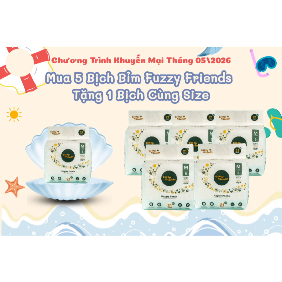 [QUÀ TẶNG] 1 BỊCH BỈM FUZZY FRIENDS-CÙNG SIZE