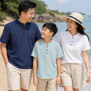 ÁO CỔ TẦU Cho Gia Đình, Chất Đũi Mềm Mại, Dày Dặn, Cổ Tàu Lịch sự, 3 Màu Nhã Nhặn, size từ 17-75kg
