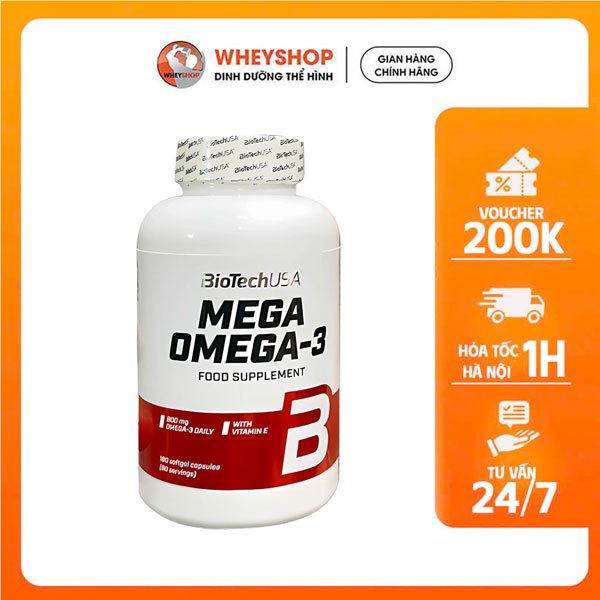 BioTechUSA | Mega Omega-3 (180 viên) | Viên uống bổ sung dầu cá | Wheyshop VN