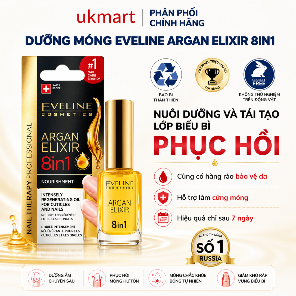 Dưỡng Móng Eveline 8w1 Total Action 12ml