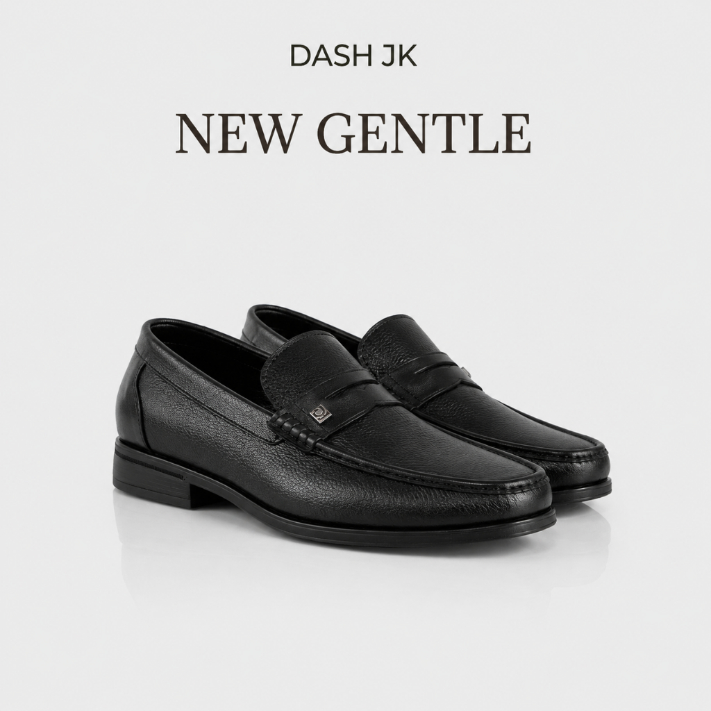 Giày lười nam da thật Cao Cấp NEW GENTLE Loafer DASH JK – Công sở lịch lãm, mạnh mẽ – Đen
