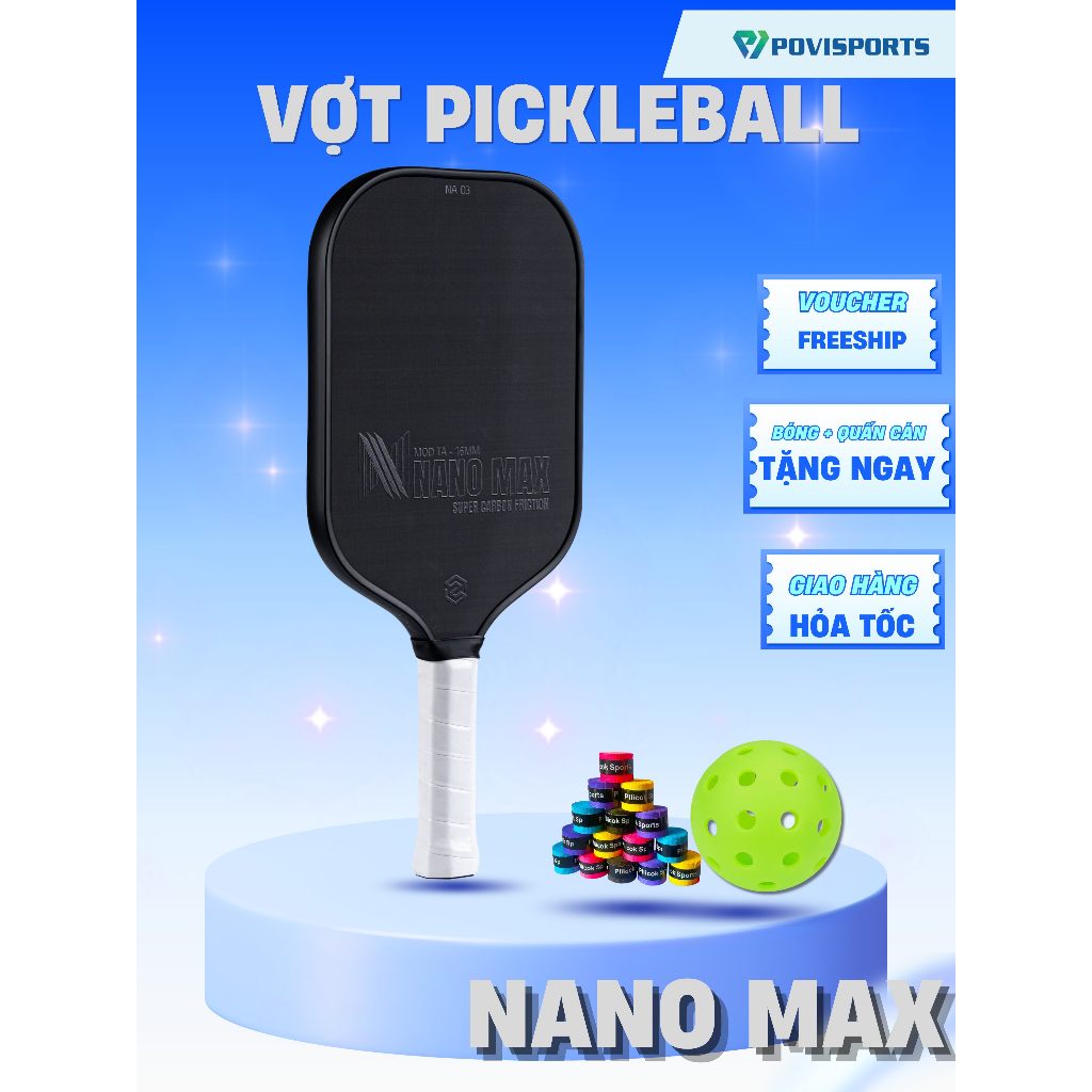 [Hoả tốc] Vợt Pickleball T700 NanoMax siêu nhám Gen3 Carbon Fiber [Full Carbon 16mm]