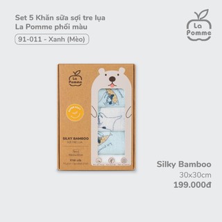 Khăn sữa La Pomme sợi tre lụa cho bé sơ sinh - Set 5 khăn 30x30cm – siêu mềm mịn, thấm hút tốt, không bụi vải, an toàn