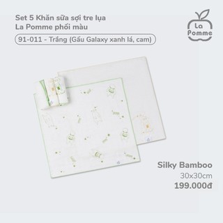 Khăn sữa La Pomme sợi tre lụa cho bé sơ sinh - Set 5 khăn 30x30cm – siêu mềm mịn, thấm hút tốt, không bụi vải, an toàn