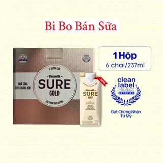 Hộp 6 Chai Sữa Pha Sẵn Vinamilk Sure Gold [6 hộp giấy 237ml] hộp quà biếu tặng..