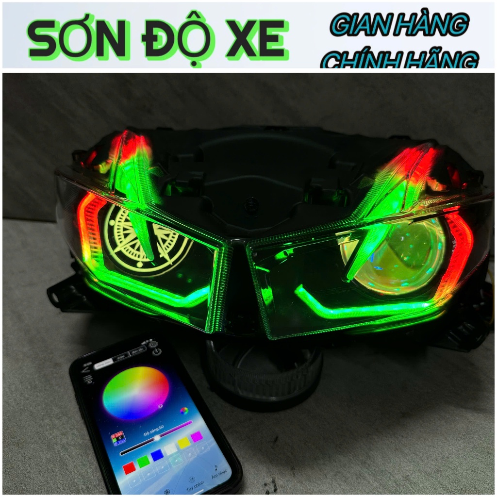 Pha Winner X-V2-V3-V4  Độ Sẵn Bi Cầu KZ S600 Pro V3 Công Xuất 75W , AuDi Đổi Màu + Mắt Quỷ App + Vòn