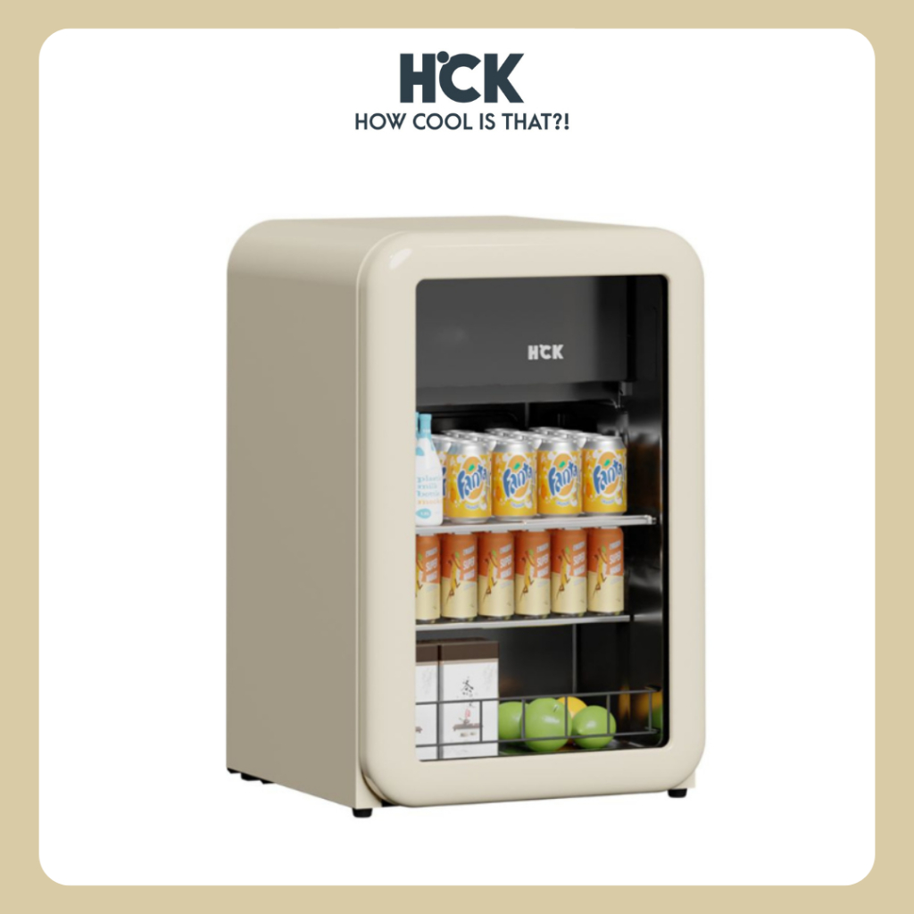 Tủ lạnh đựng đồ uống HCK 115L SC-130RD-S màu kem mặt kính (ngăn lạnh 100L, đông 15L)