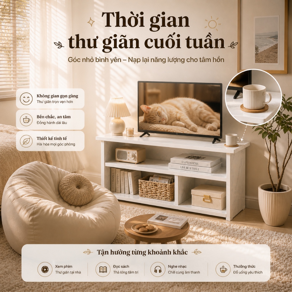 BM Tủ đựng tivi phòng khách có thể dễ dàng kết hợp với nhiều kiểu bàn cà phê và ghế sofa khác nhau. | BigBuy360 - bigbuy360.vn