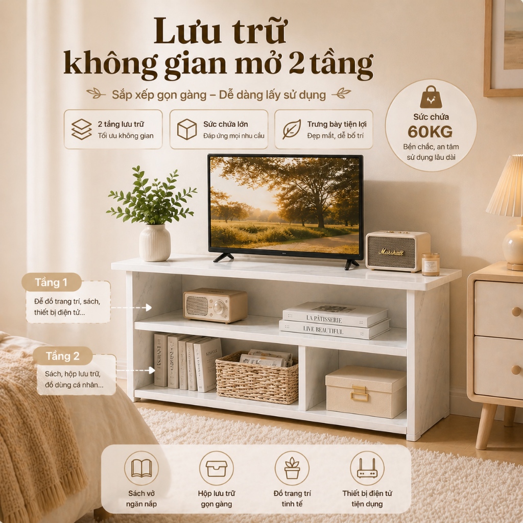 BM Tủ đựng tivi phòng khách có thể dễ dàng kết hợp với nhiều kiểu bàn cà phê và ghế sofa khác nhau. | BigBuy360 - bigbuy360.vn