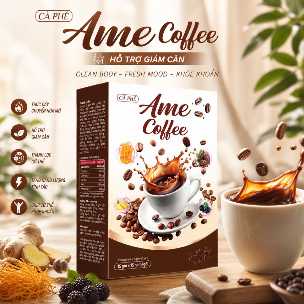 (KÈM QUÀ) Bột Hỗ Trợ Giảm Cân Ame Coffee Thơm Ngon - Hàng Chính Hãng - Giảm Nhanh - Ezim Coffee