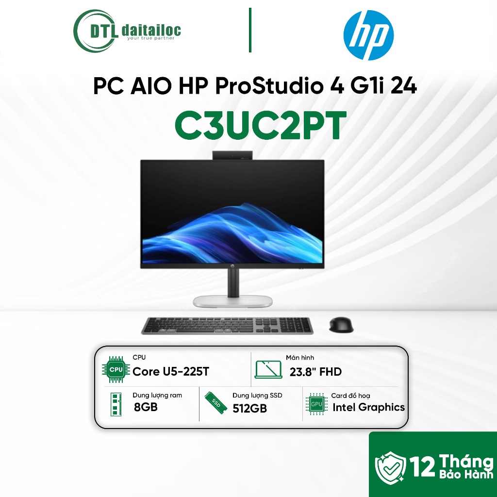 PC AIO HP ProStudio 4 G1i 24 C3UC2PT Core U5-225T 8GB 512GB SSD 23.8" FHD | Chính hãng | BH 12T