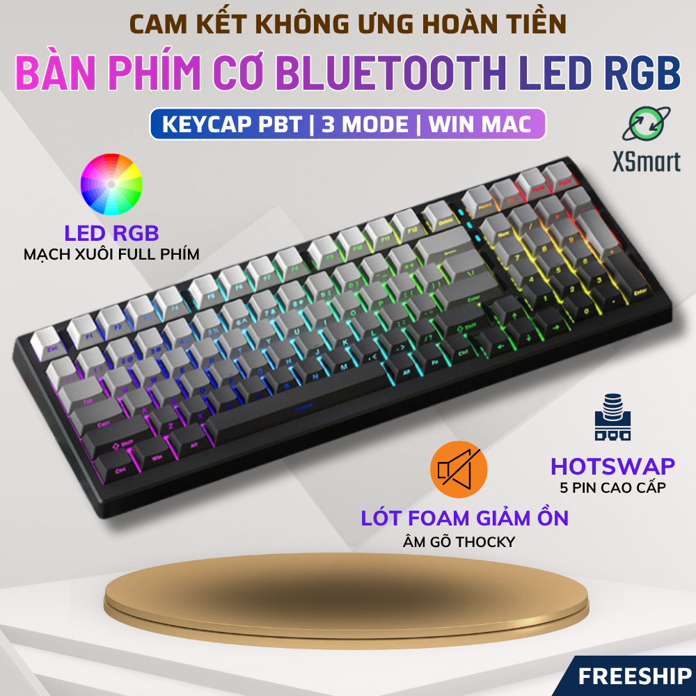 Bàn Phím Cơ Bluetooth Không Dây Attack Shark X98 PRO V2 LED RGB Hotswap 5 Pin, Lót Foam, Pin 4000mAh