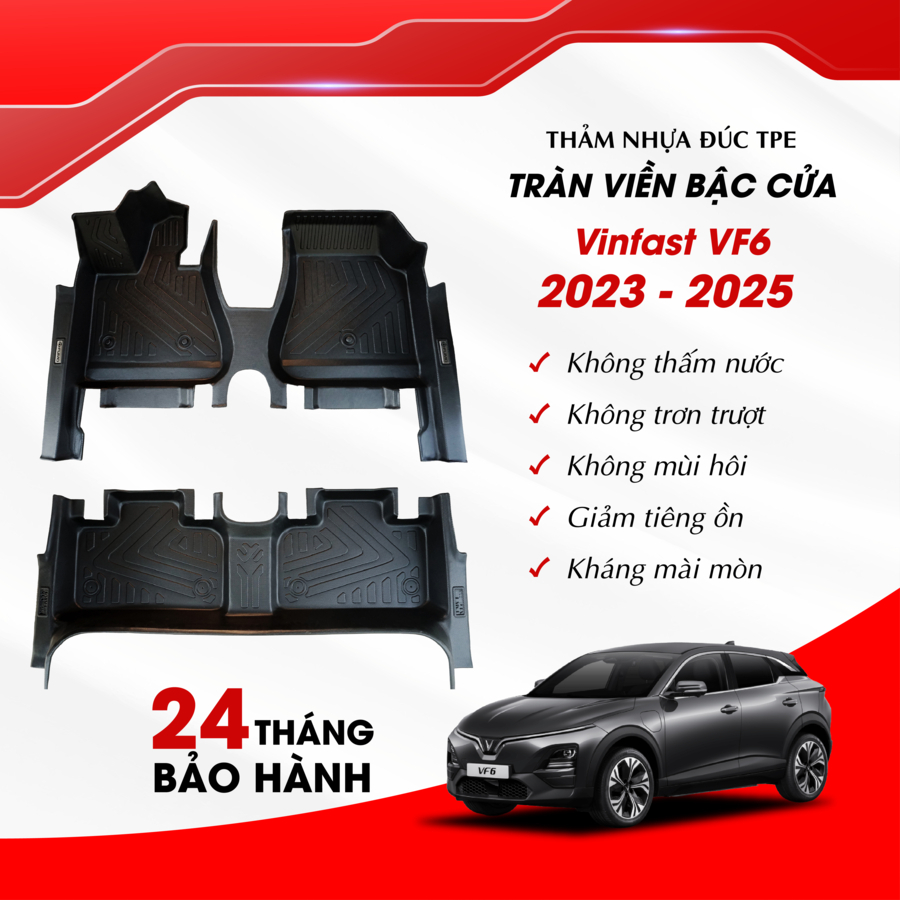 Thảm Lót Sàn Ô Tô TPE Cao Cấp Vinfast VF6 (2023 - 2026) TRÀN VIỀN Thảm Nhựa Đúc Không Mùi | Autobo