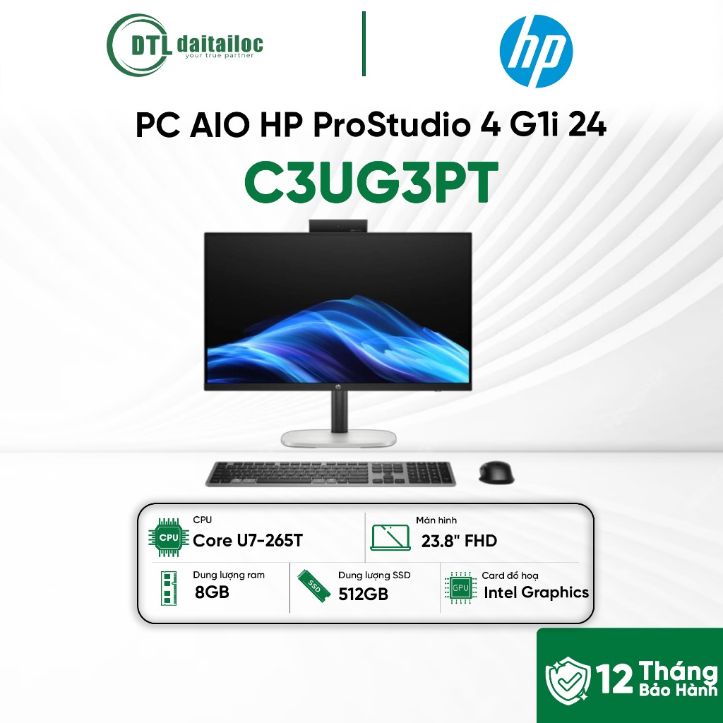 PC AIO HP ProStudio 4 G1i 24 C3UG3PT Core U7-265T 8GB 512GB SSD 23.8" FHD | Chính hãng | BH 12T