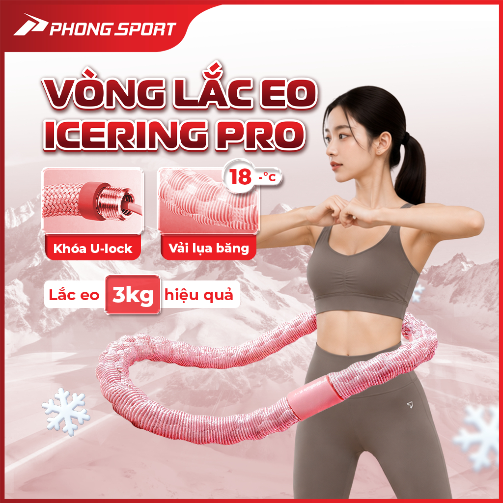Vòng Lắc Eo IceRing Pro Phongsport 1.5KG-3KG, Khóa U-Lock X2 Độ Bền, Công nghệ vải lụa băng mát lạnh
