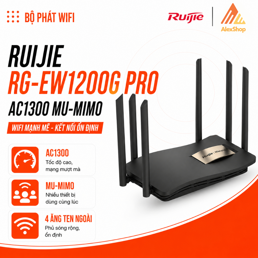 [1200G/1300G]RUIJIE Thiết Bị Phát Wifi RG-EW1200G PRO/  RG-EW1300G Băng Tần Kép