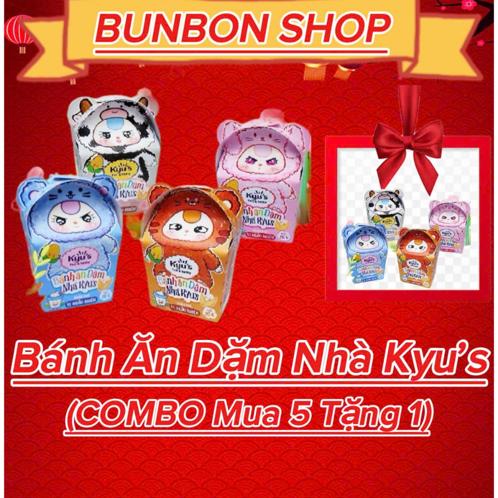 (COMBO 5 TẶNG 1) Bánh Ăn Dặm Kyu's - Baby Three 12 Con Giáp - Vị Ngẫu Nhiên