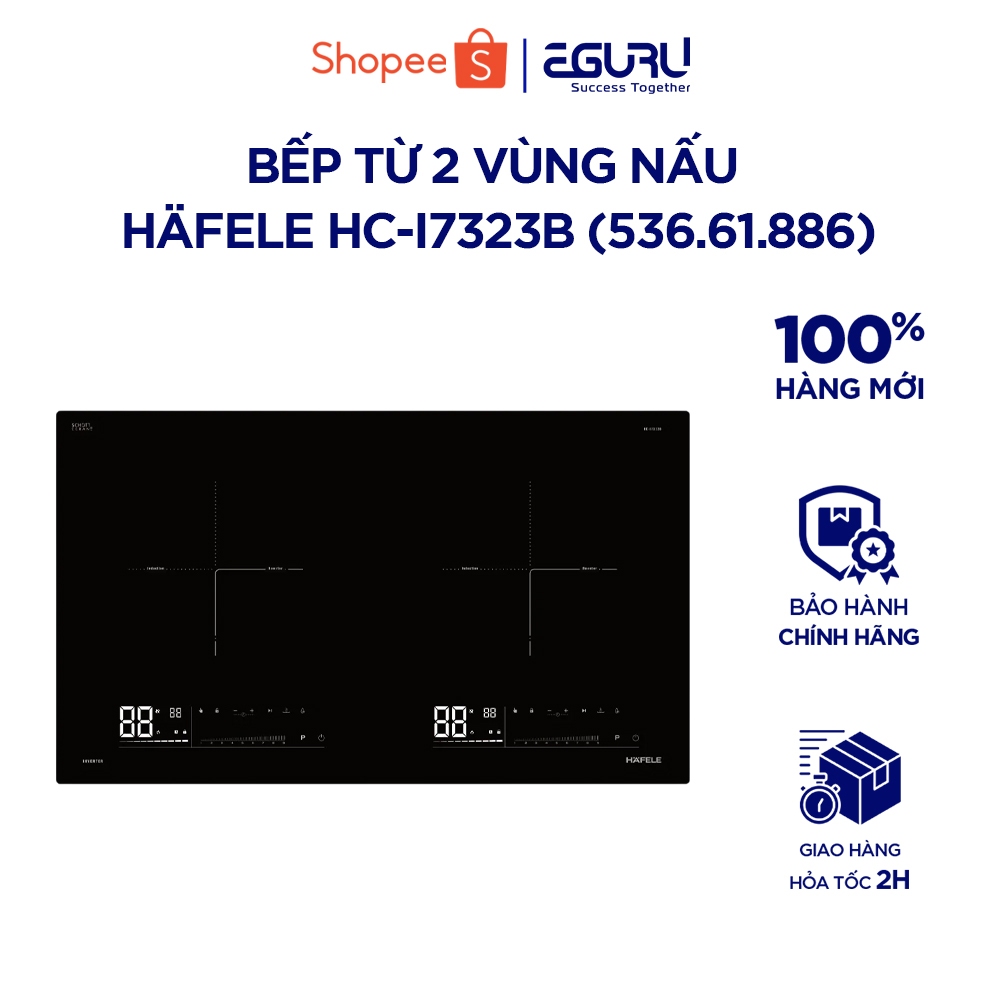 [Miễn phí lắp đặt] Bếp từ lắp âm 2 vùng nấu Hafele HC-I7323B 536.61.886 - Hàng chính hãng