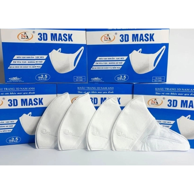 Hộp 50 chiếc khẩu trang 3D mask quai vải mềm mại 3D mask VH
