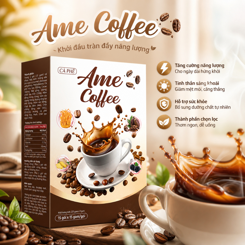 Cà Phê Sữa AME EZim - AME COFFEE - Hộp 15 Gói