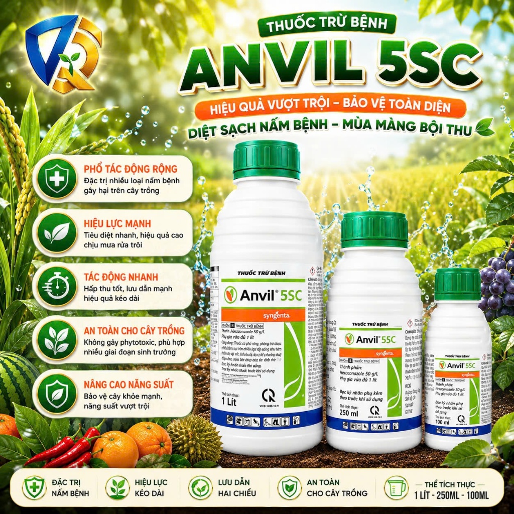 Anvil 5SC - Phòng & Ngừa Nấm Hại Trên Sầu Riêng, Cà Phê, Hồ Tiêu, Rau Màu, Hoa Kiểng 1L/250ml/100ml