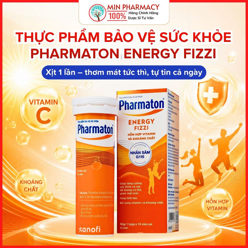 Thực Phẩm Bảo Vệ Sức Khỏe Pharmaton Energy Fizzi – Tuýp 10 Viên Sủi