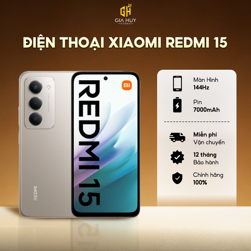 [BẢO HÀNH 12 THÁNG] Điện Thoại Xiaomi Redmi 15 - Pin Khủng 7000mAh, Màn Hình 144Hz - Hàng Chính Hãng