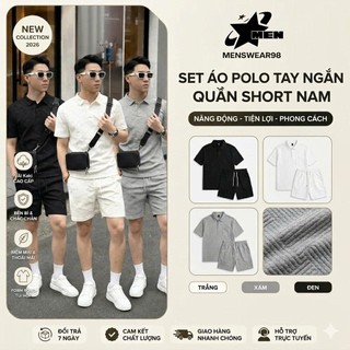 Bộ quần áo nam mùa hè - bộ nam ngắn tay cổ bẻ vân xốp thoáng mát hottrend