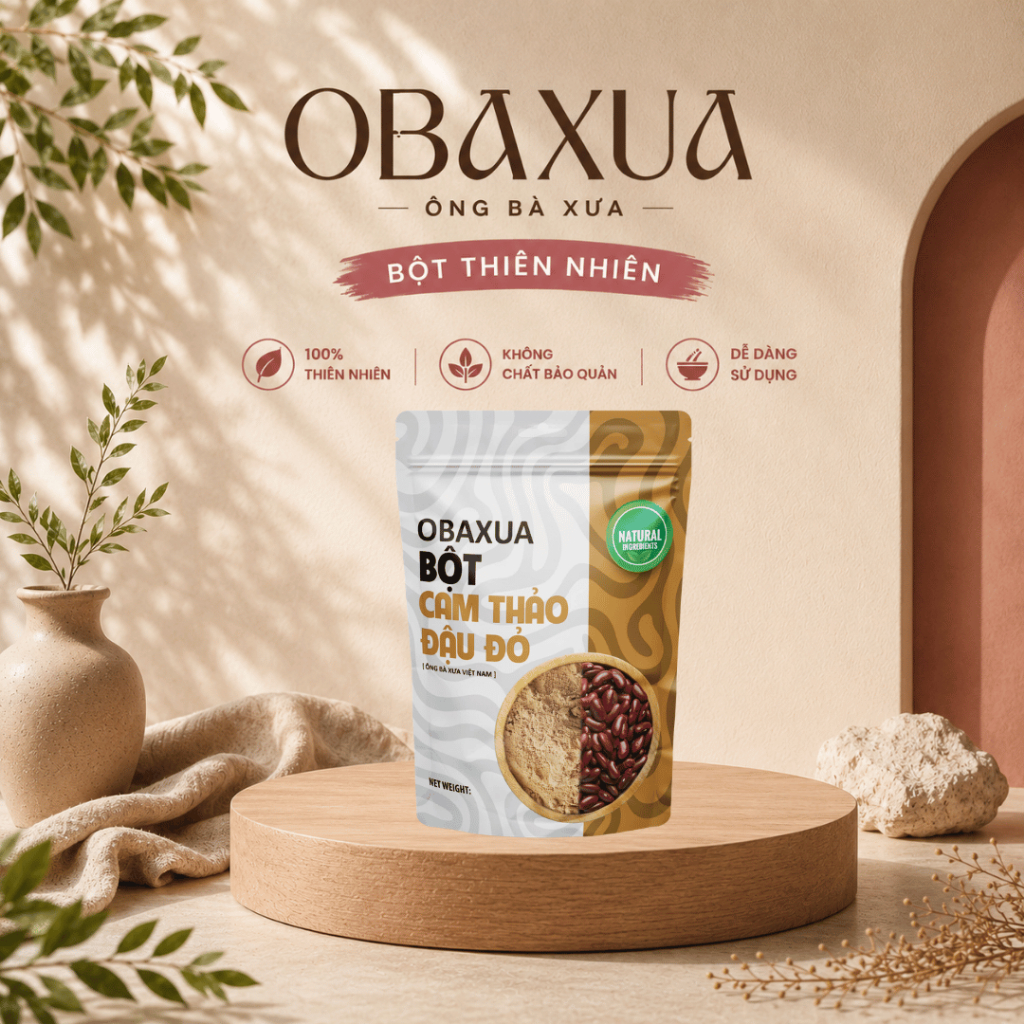 Bột Cam Thảo Đậu Đỏ Obaxua – Size Túi 75G/250G