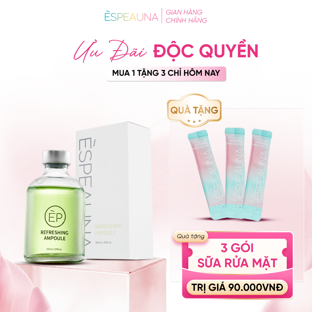 [Èspeauna Chính hãng] Serum REFRESHING AMPOULE chứa HA và Beta Glucan, 50ml,Serum