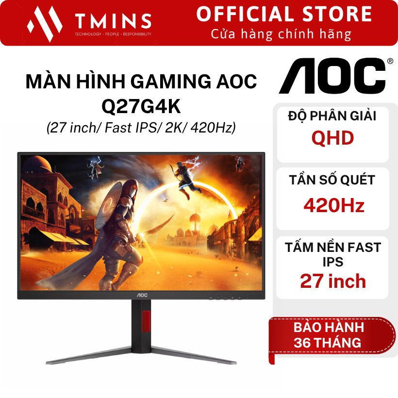 Màn hình Gaming AOC Q27G4K (27 inch/ Fast IPS/ 2K/ 420Hz) - Hàng chính hãng