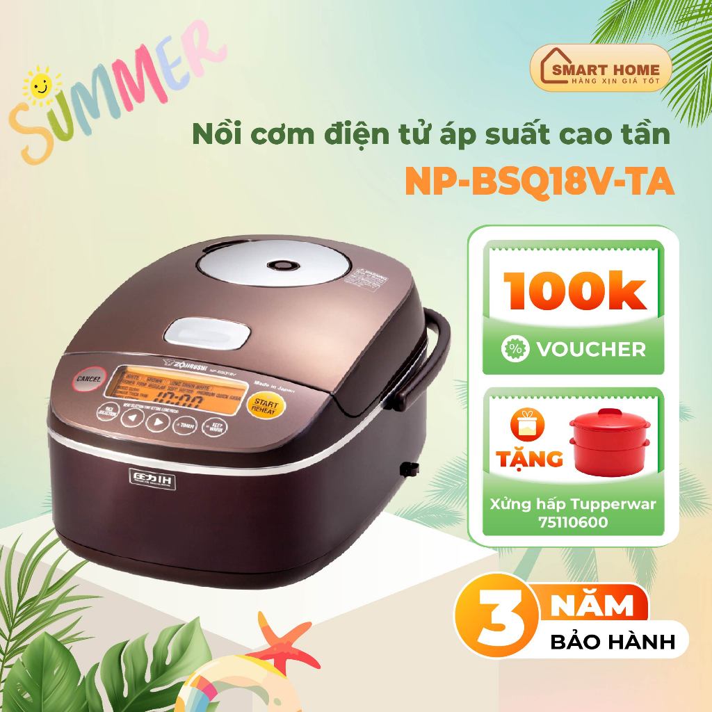 Nồi Cơm Điện Tử Áp Suất Cao Tần ZOJIRUSHI 1.8L - NP-BSQ18V-TA, Bảo Hành 3 Năm