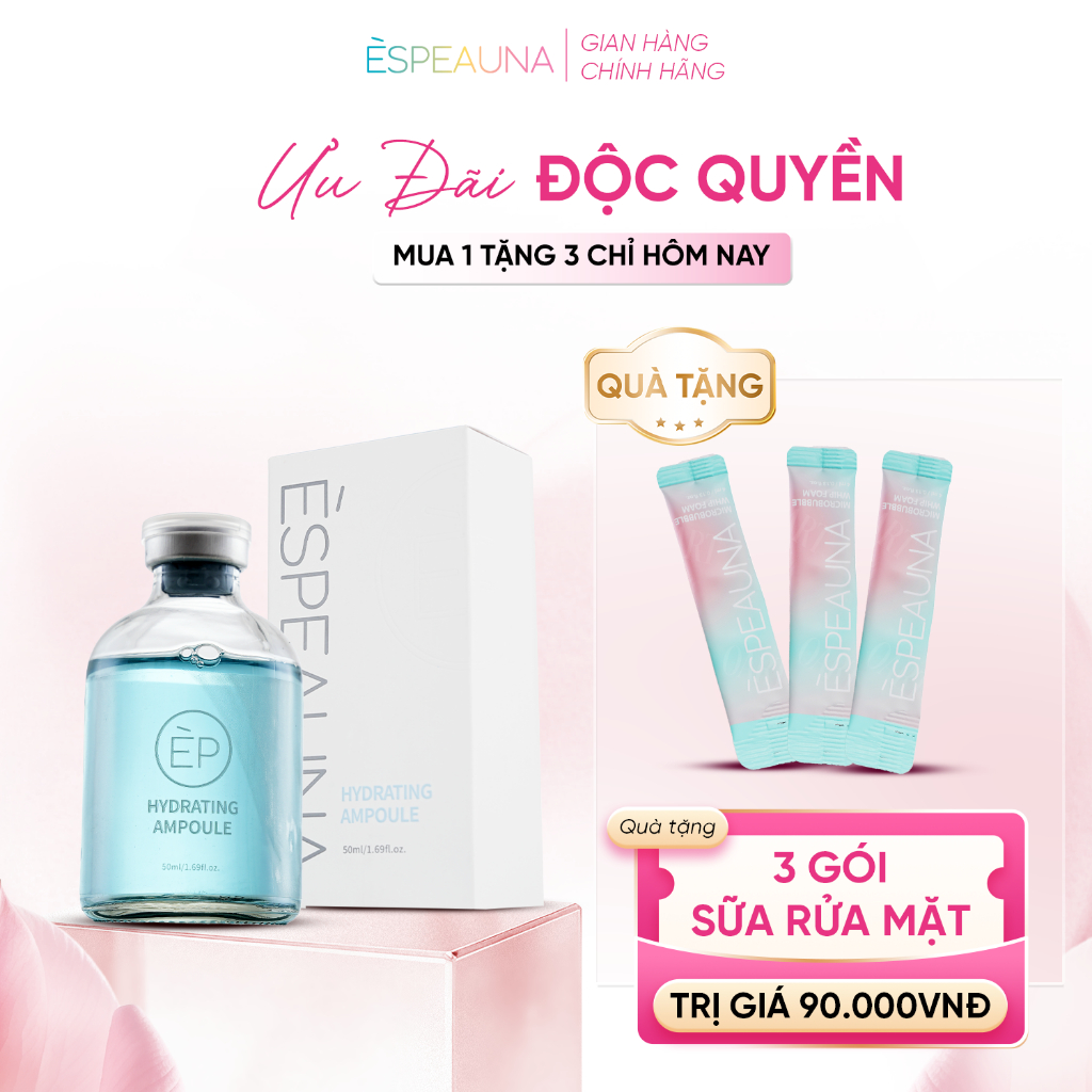 [Èspeauna Chính hãng] Serum HYDRATING AMPOULE chứa HA và Beta Glucan , 50ml, Tinh Chất Cấp Ẩm cho Da