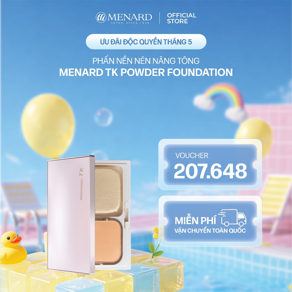 Phấn nền nén siêu mịn Menard TK Foundation hỗ trợ che phủ lỗ chân lông, làm đều màu da