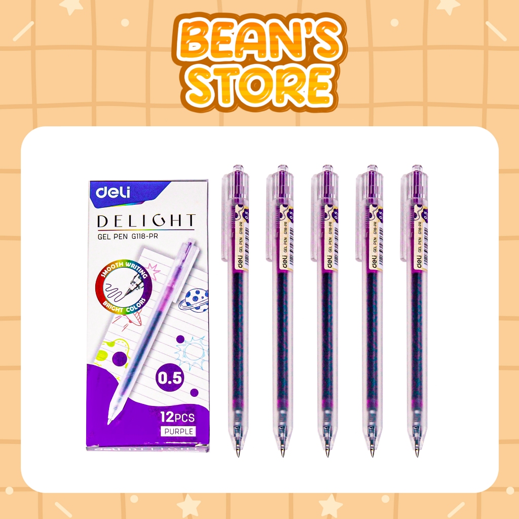 Bút Gel Bấm Deli G118 Thân Mờ - Ngòi 0.5mm - Nhiều Màu  - Phù Hợp Cho Học Sinh - BEAN'S STORE