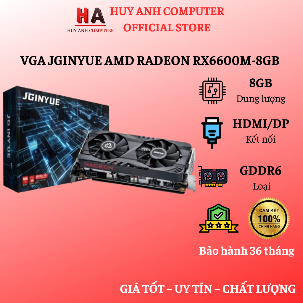 Card Màn Hình JGINYUE RX6600M 8GB GDDR6 - Hàng chính hãng - Bảo hành 36 tháng