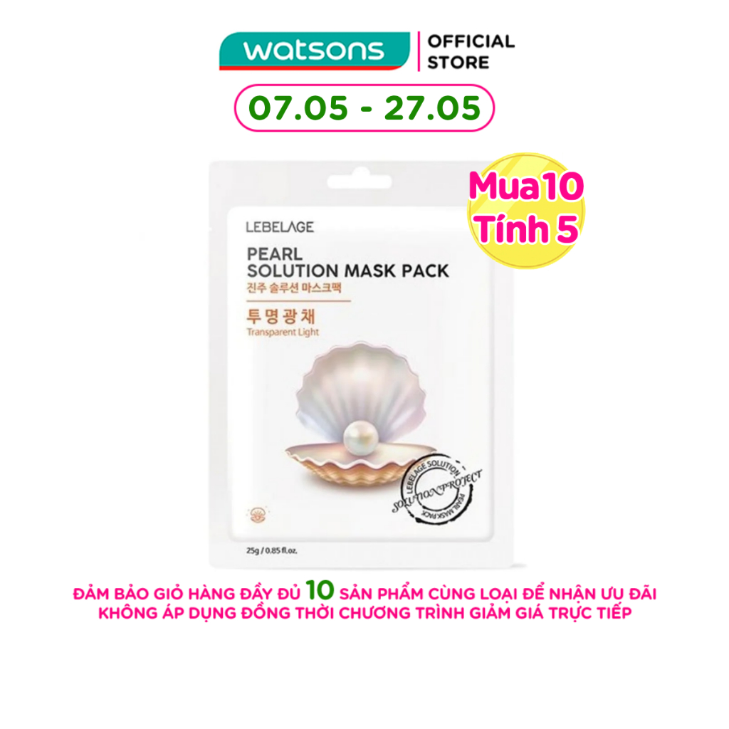 Mặt Nạ Lebelage Pearl Solution Mask Pack Transparent Light Chiết Xuất Ngọc Trai 25g