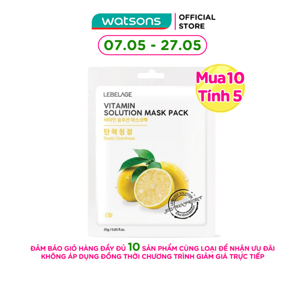 Mặt Nạ Lebelage Vitamin Solution Mask Pack Elastic Cleanliness Chiết Xuất Từ Chanh 25g