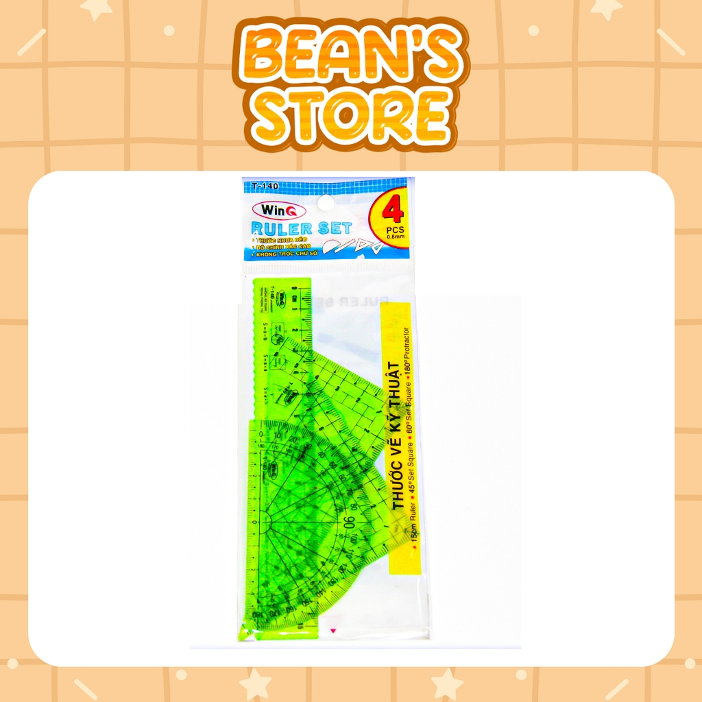 [T140] Thước Bộ 4 Món WinQ / Win-Q T-140/ Không Bị Mờ Số- Hàng Chính Hãng - BEAN'S STORE