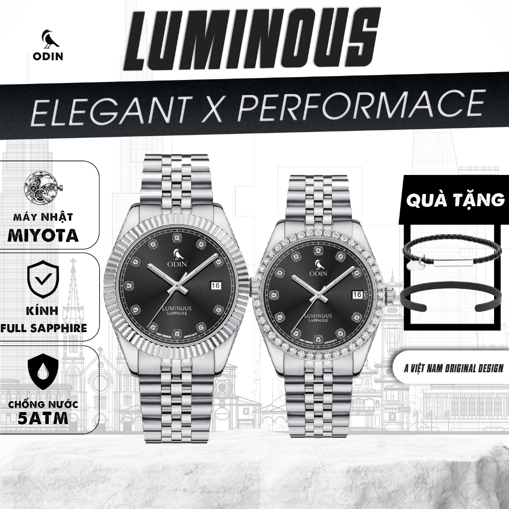 Đồng hồ ODIN Luminous Classic & Iceout-Máy Miyota Nhật-Chống nước 5ATM-Kính Sapphire-Size 36mm & 40m