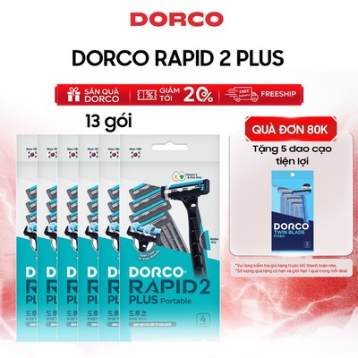DORCO RAPID 2 PLUS - Dao Cạo Râu Tiện Lợi Hàn Quốc 2 Lưỡi - Mỗi Túi Gồm 4 Cây Dao Cạo Râu
