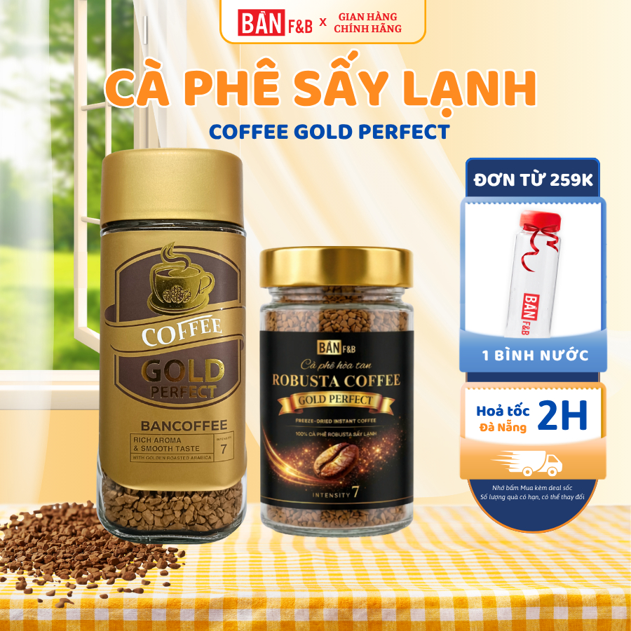 Cà Phê Sấy Lạnh Robusta, Cafe Sấy Lạnh Hoà Tan Không Đường Nguyên Chất Bản Cà Phê Bản F&B 100g