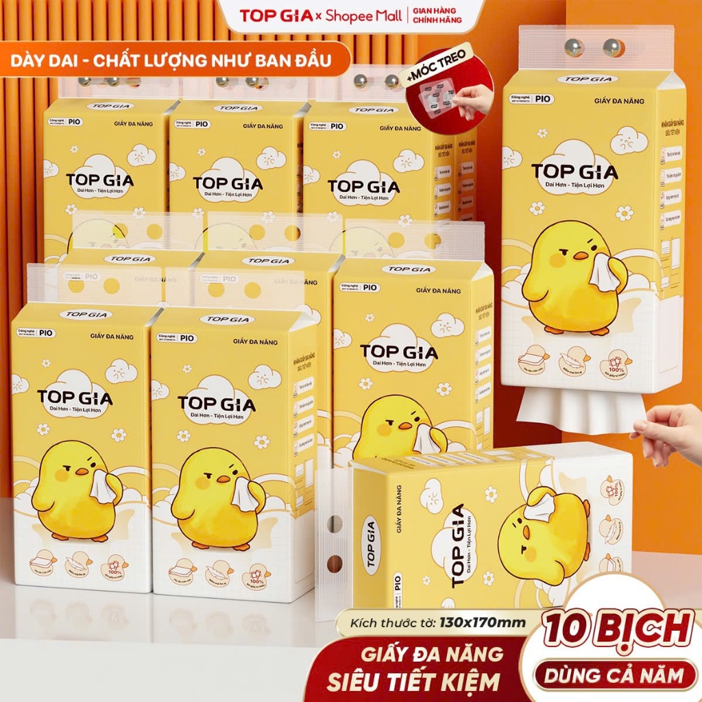 Thùng 10/8/5/4 Bịch Khăn Giấy Pio TopGia 200 Lần Rút Cao Cấp Chắc Chắn Siêu…